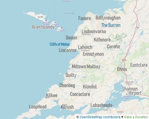 accommodation in clare - click on the area in the map!